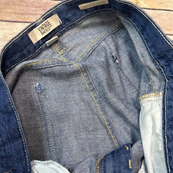 Vintage America Blues Jeans Women's Size 16/33 Vintage Taper Distressed Patche - Picture 3 of 4